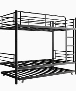 Metal Twin over Twin Bunk Bed With Trundle
