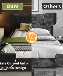 King Size Cloud Bed Frame with Oversized Padded Movable Headboard