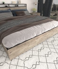 King Size Platform Bed with Storage Headboard