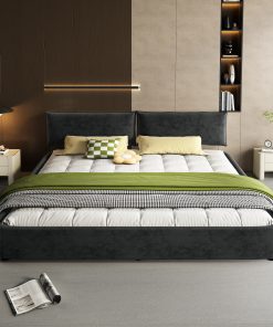 King Size Cloud Bed Frame with Oversized Padded Movable Headboard