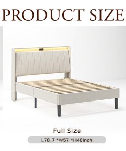 Upholstered Full Size Platform Bed Frame
