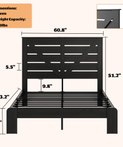 Wood Queen Bed Frame with Headboard