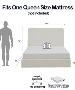 Canter Tall Headboard Upholstered Bed, Queen Size