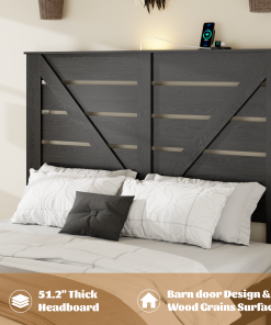 Full Wood Platform Bed Frame with Headboard