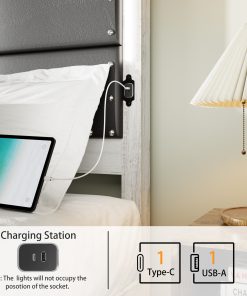 Queen Size Bed Frame with Upholstered Headboard