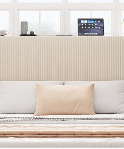 Metal Queen Size Platform Bed With Charging Station