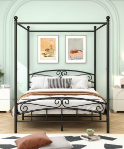 Queen Size Metal Canopy Bed Frame