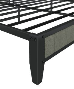 Full Size Bed Frame with Charging Station, Upholstered Headboard