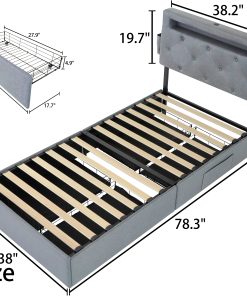 Twin Bed Frame with USB Charging Station & LED Lights