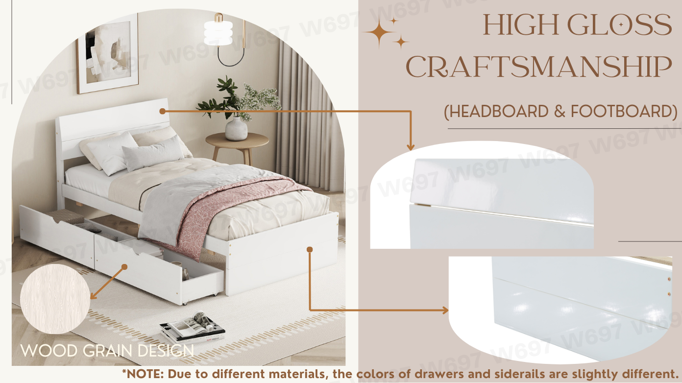 Modern Twin Bed Frame With 2 Drawers