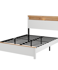 Queen Bed Stand With Charging Station All-Wood Bed Frame
