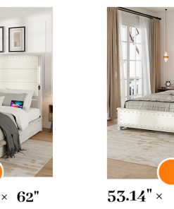 Queen Size Bed Frame with Upholstered Headboard and 4 Storage Drawers