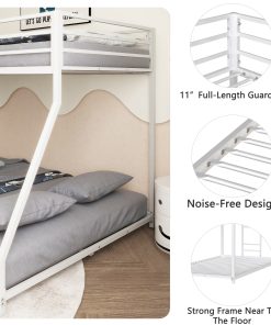 White Twin Over Full Bunk Bed For Kids And Adult