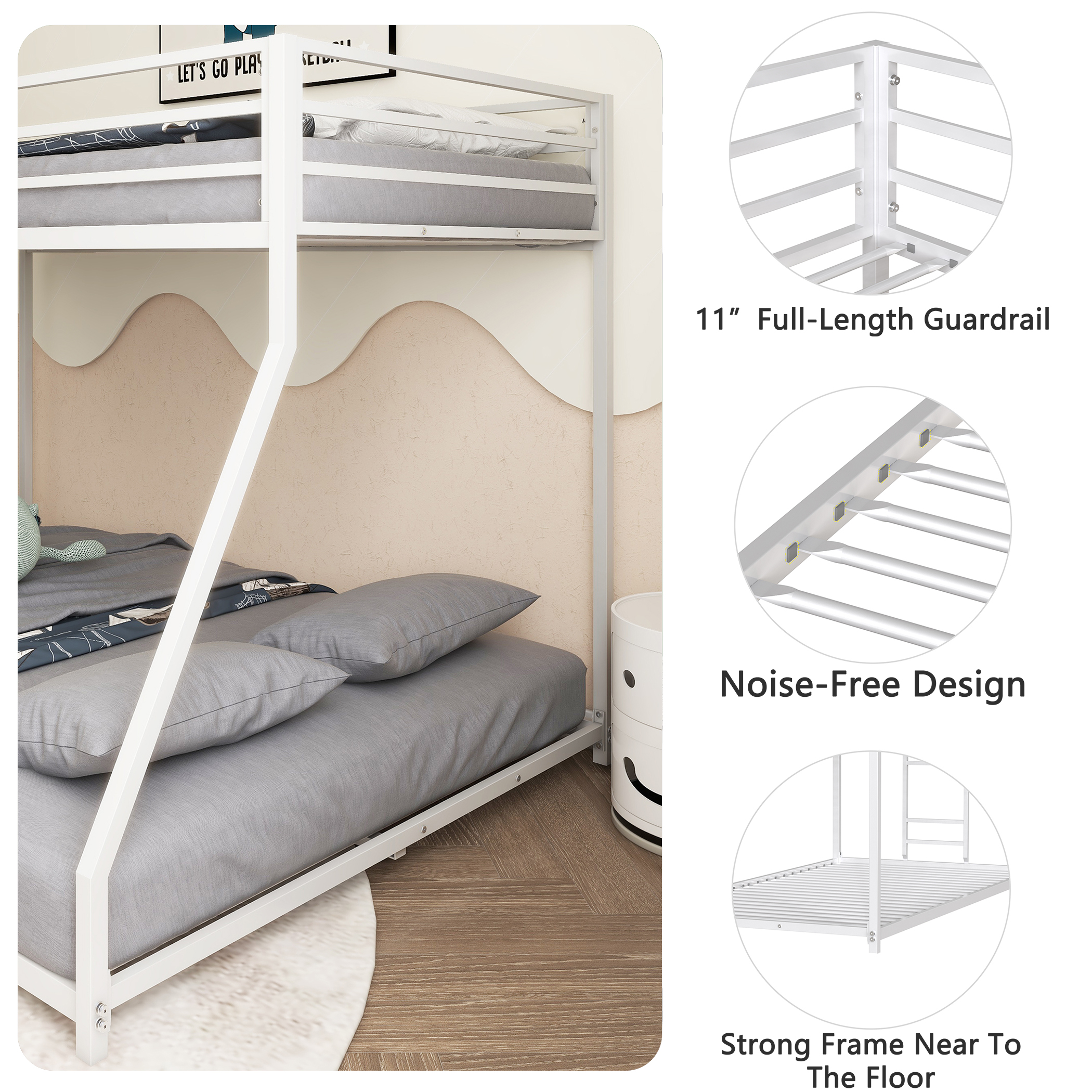 White Twin Over Full Bunk Bed For Kids And Adult
