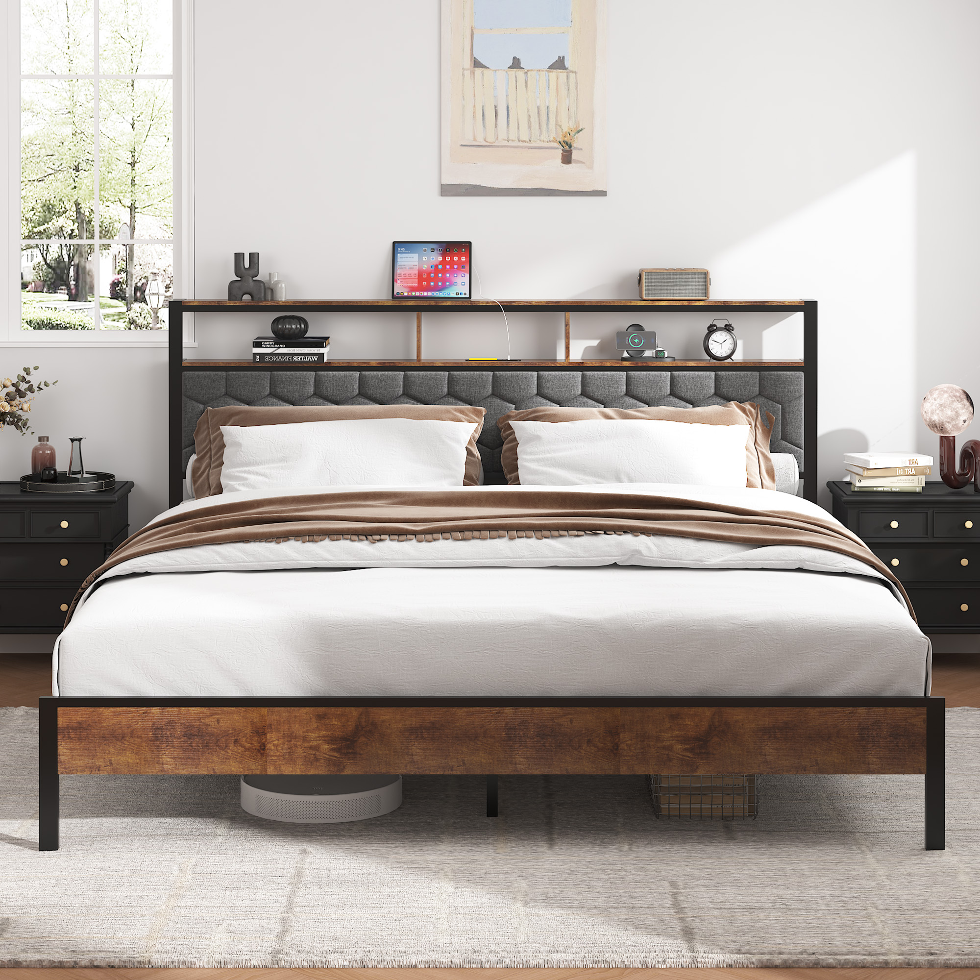 King Size Wooden Platform Bed Frame