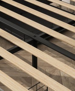 Queen Bed Frame with USB Charging Station & LED Lights