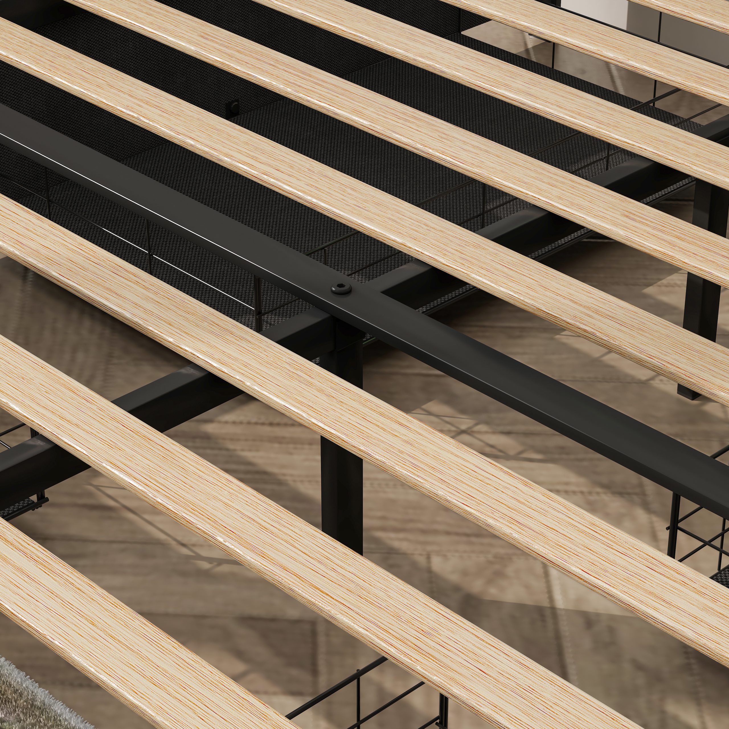 Queen Bed Frame with USB Charging Station & LED Lights