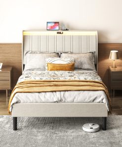 Upholstered Twin Size Platform Bed Frame