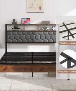 Wooden Queen Bed Frame with Headboard