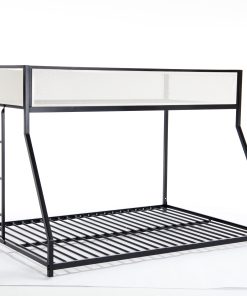 Metal Twin Over Full Bunk Bed with White Mesh Guard Rail