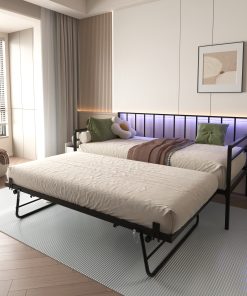 Twin Daybed with RGB LED Lights & Charging Station