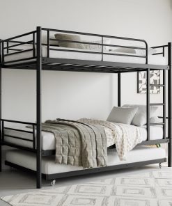 Metal Twin over Twin Bunk Bed With Trundle