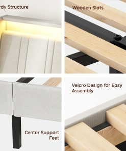 Upholstered Full Size Platform Bed Frame