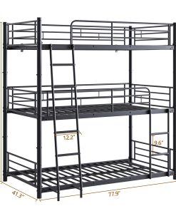 Twin Over Twin Over Twin Heavy Duty Metal Bunk Bed