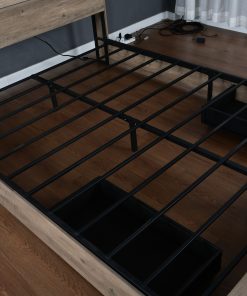 King Size Farmhouse Bed With LED Lights And Charging Station