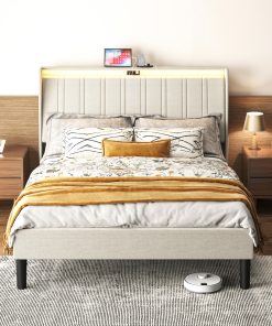 Upholstered Full Size Platform Bed Frame