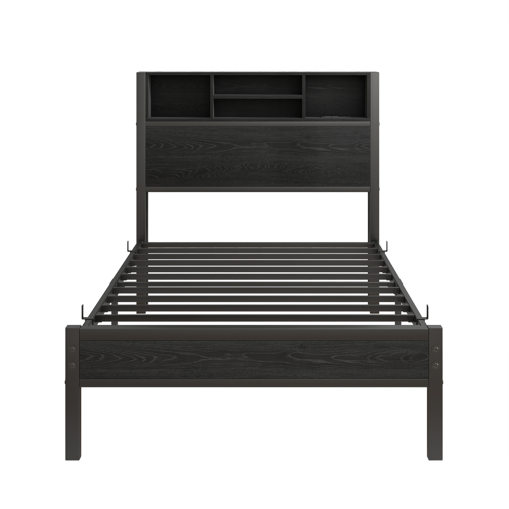 Twin Size Bed Frame With Storage Headboard
