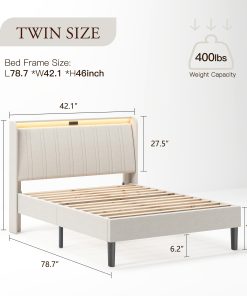 Upholstered Twin Size Platform Bed Frame
