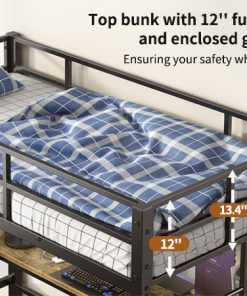 Twin Metal Loft Bed with L-Shaped Desk