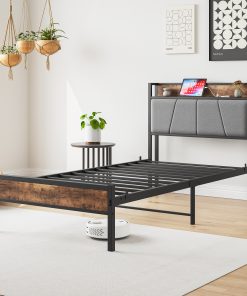 Metal & Wood Twin Size Platfrom Bed Frame