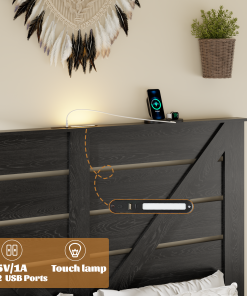 Wood King Bed Frame with Headboard