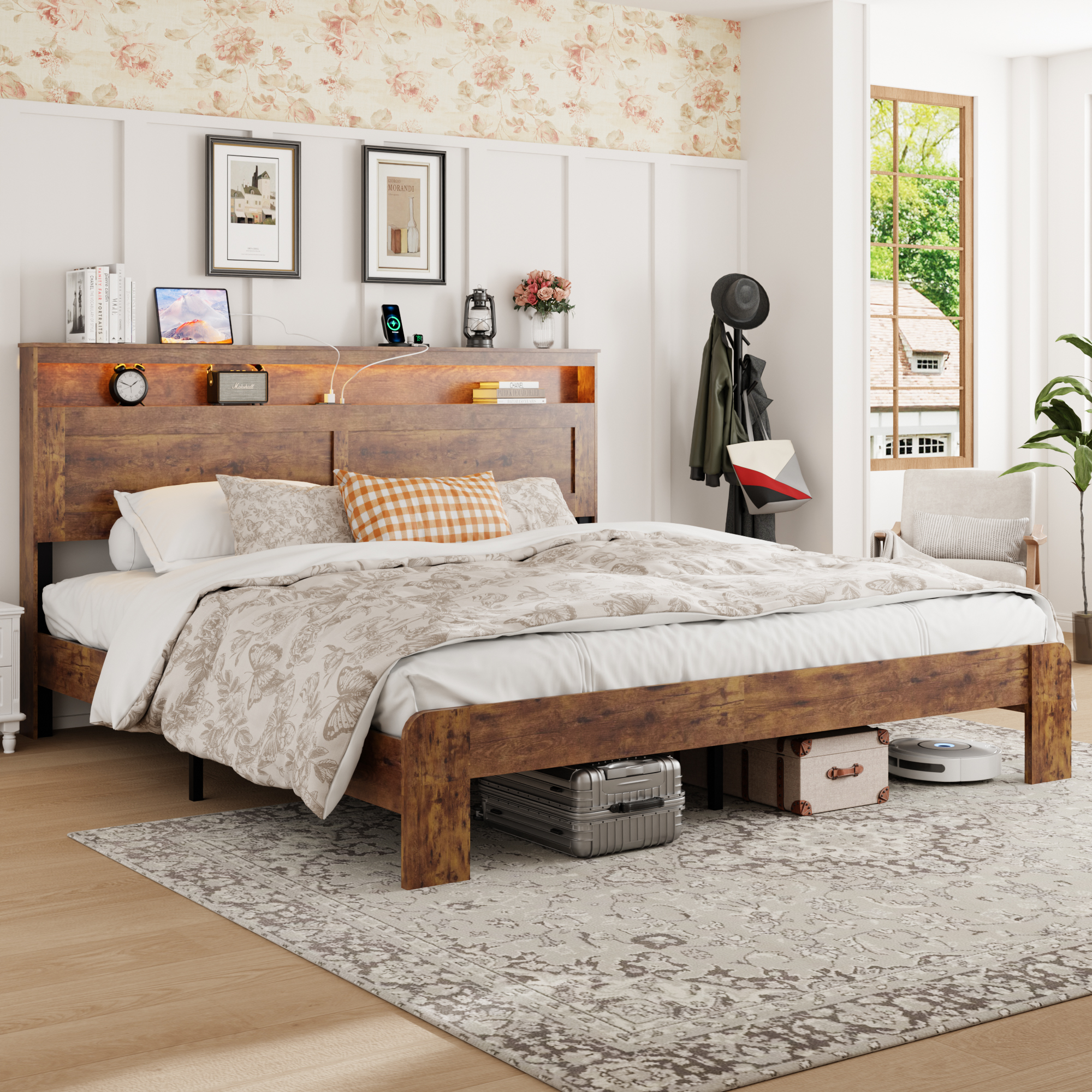 King Size Platform Bed with Large Under Bed Storage