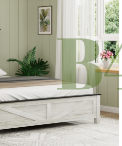 Queen Size Bed Frame Headboard With LED Lights And Charging Station