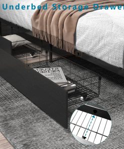 Full Bed Frame with 4 Storage Drawers