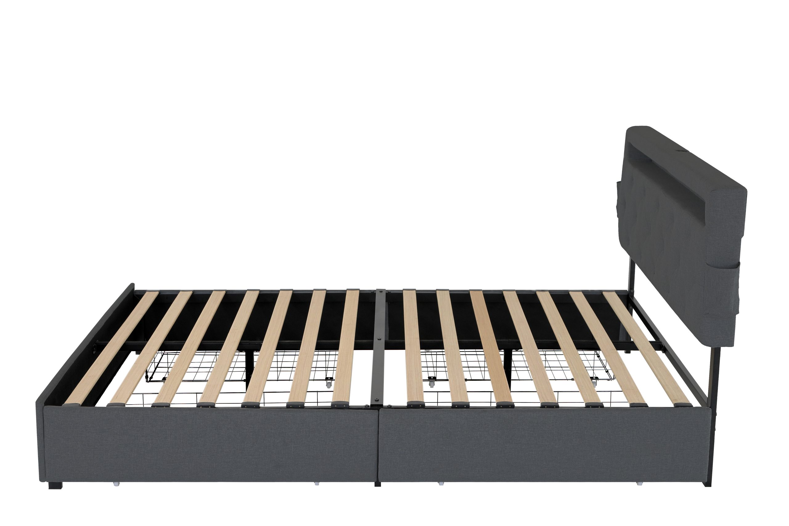 Queen Bed Frame with USB Charging Station & LED Lights