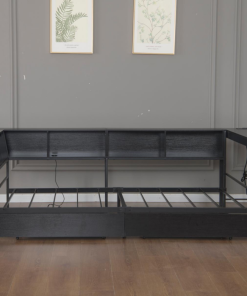 Full Size Corner Bed Frame With Bookcase And 2 Drawers