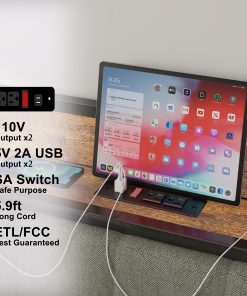 Full Size Bed Frame with Charging Station, Upholstered Headboard