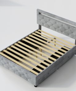 Queen Size Upholstered Platform Storage Bed Frame