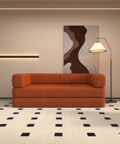 Convertible Sleeper Sofa Bed with Cylindrical Pillow