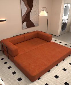 Convertible Sleeper Sofa Bed with Cylindrical Pillow