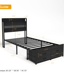 Twin Size Bed Frames with Storage Drawers