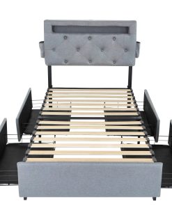 Twin Bed Frame with USB Charging Station & LED Lights