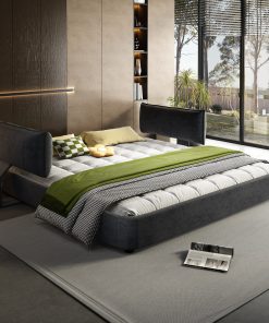 King Size Cloud Bed Frame with Oversized Padded Movable Headboard