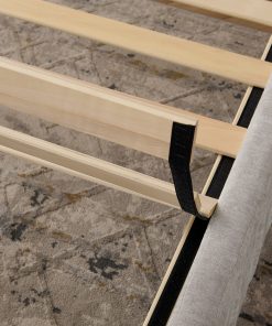 Queen Size Upholstered Bed Frame With Chenille Fabric with Pleated Design