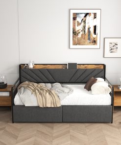 Sturdy Metal Twin Daybed With Drawers