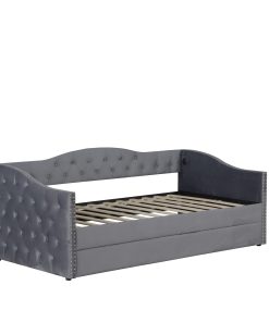 Twin Size Upholstered Daybed with Trundle and USB Charging
